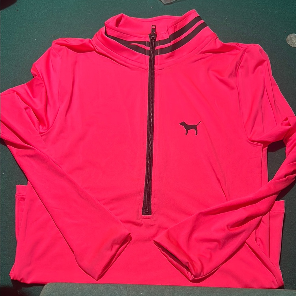 Pink Quarter-Zip Pullover with Dog Logo